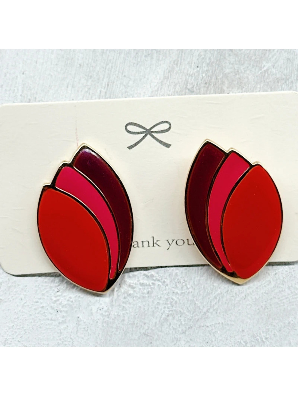 536mc. Red and Goldtone Vintage Enamel Earrings